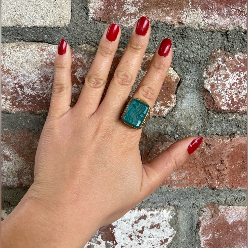 Green Stone signet Ring from Morocco